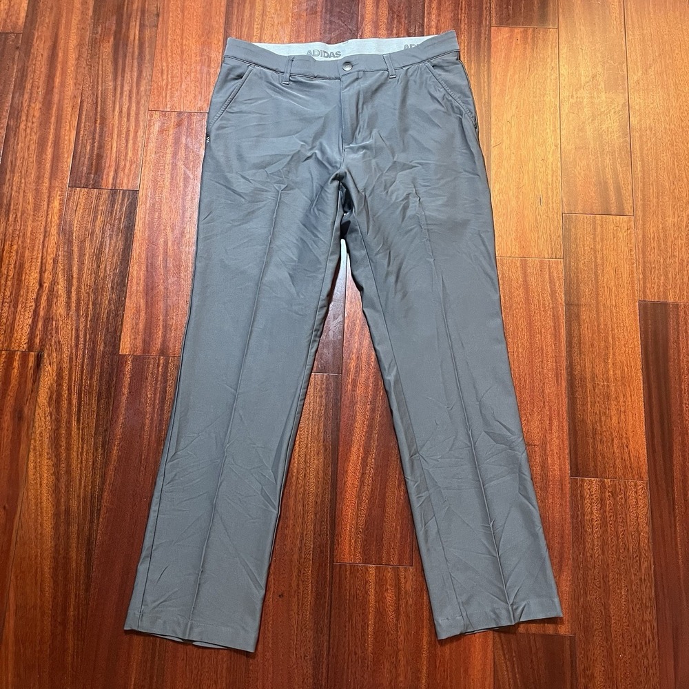 Adidas Pants Mens 33x32 (34x30) Gray Performance Golf Lightweight Stretch Logo